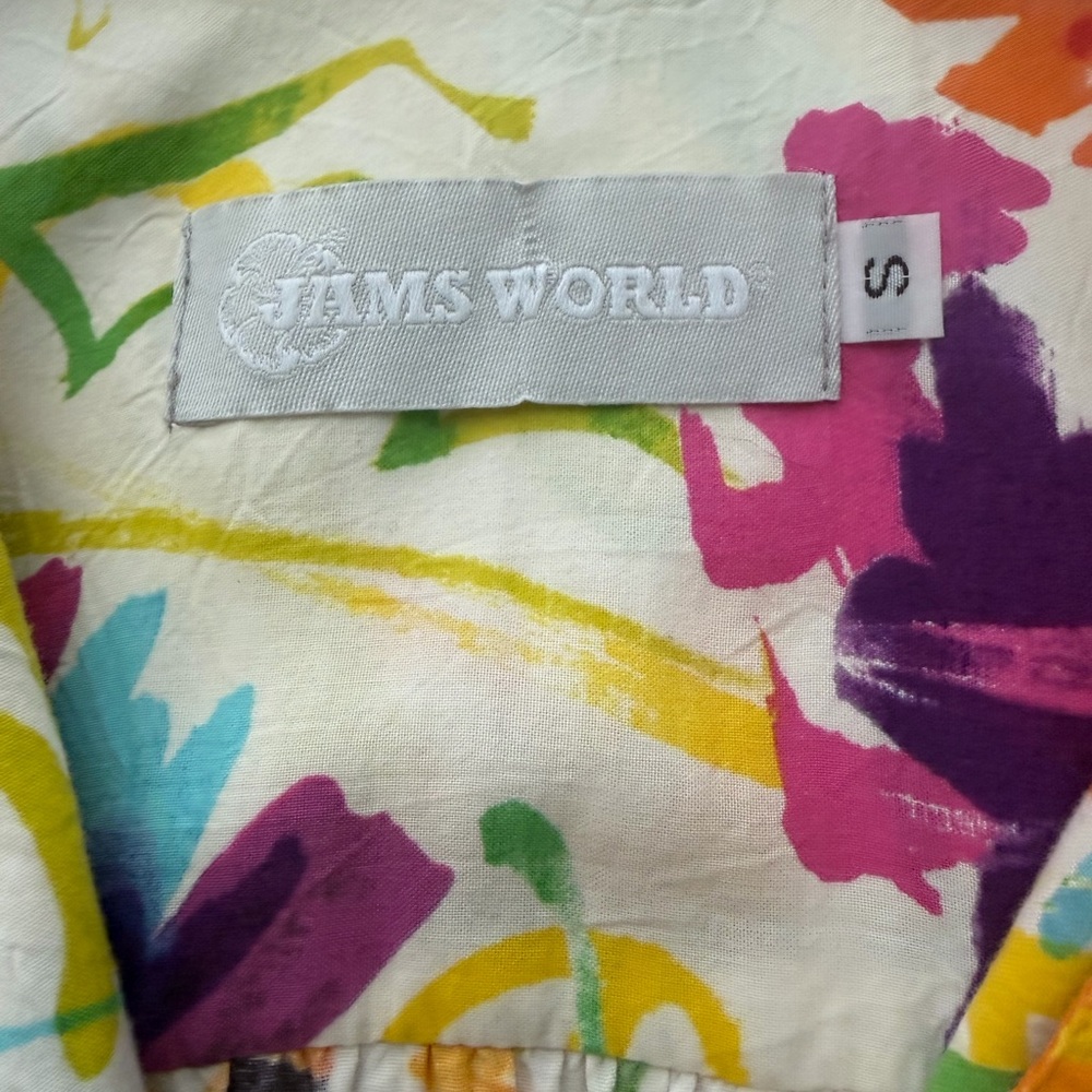 Jams World Women’s S Flower Dream Hawaiian Floral Shirt Button Up Tropical Artsy - Picture 3 of 11